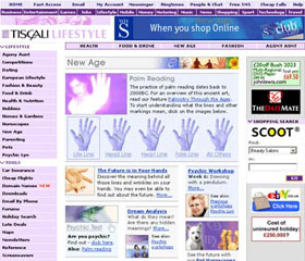 Tiscali Lifestyle Palmistry Page